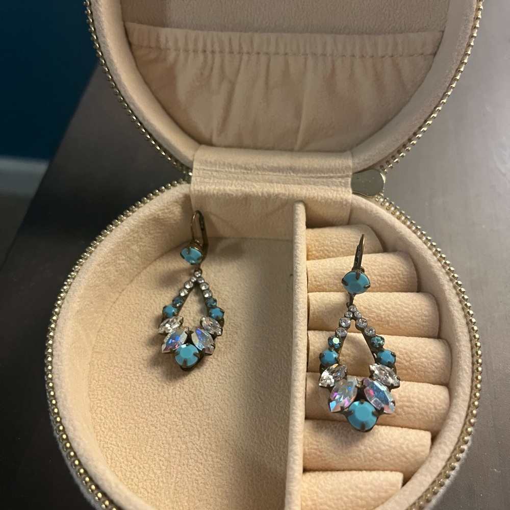 Elegant Blue and Silver Teardrop Earrings